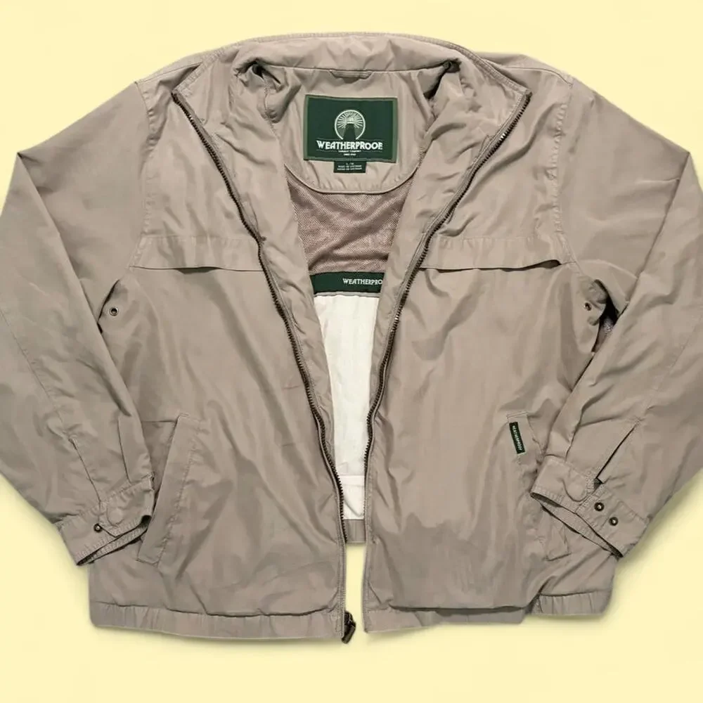 Khaki vintage weatherproof jacket with